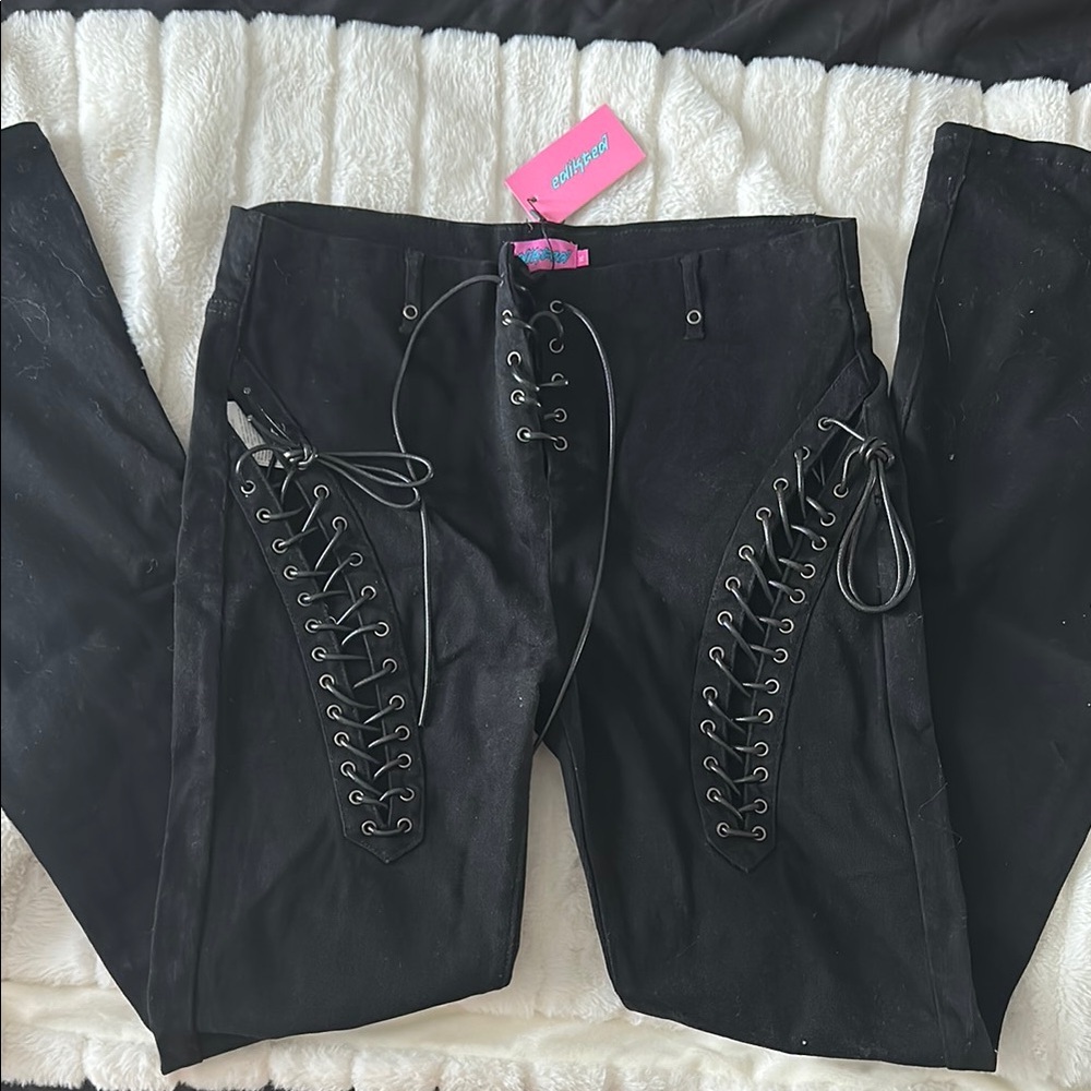NWT Edikted Black Lace-Up Pants